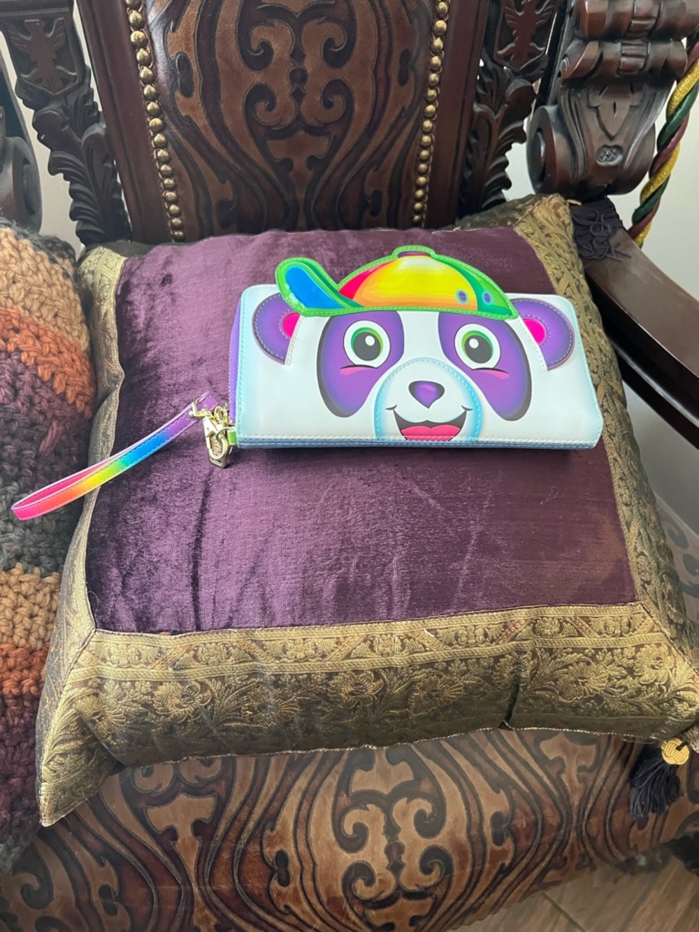 Lisa Frank Purple Panda Wallet with Rainbow Cap Accent
